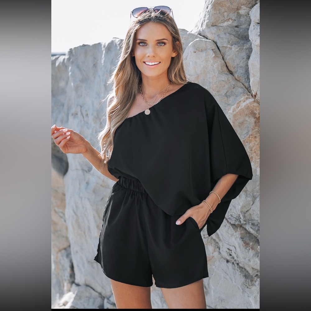 Elegant Black Off-Shoulder Romper
